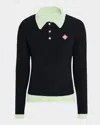 Casablanca Men Black Polo Shirt With Classic Collar And Logo Patch On The Front In Cotton Blend Man In Black