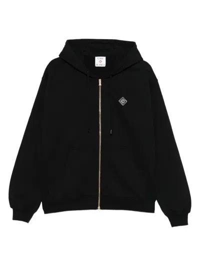 Casablanca Men "casa Chrome" Full Zip Hoodie In Black