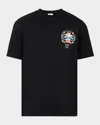 Casablanca Black Crewneck T-shirt With Logo Detail On The Front And Maxi Logo Print On The Rear In Black