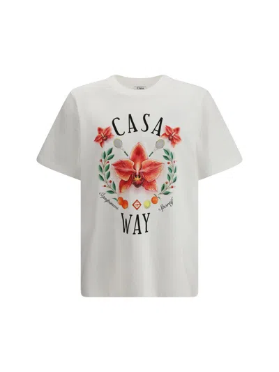 Casablanca Casa Way Orchid Organic Cotton T Shirt In White
