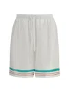 Casablanca Mens Casa Way Graphic-print Drawstring Silk Shorts In White