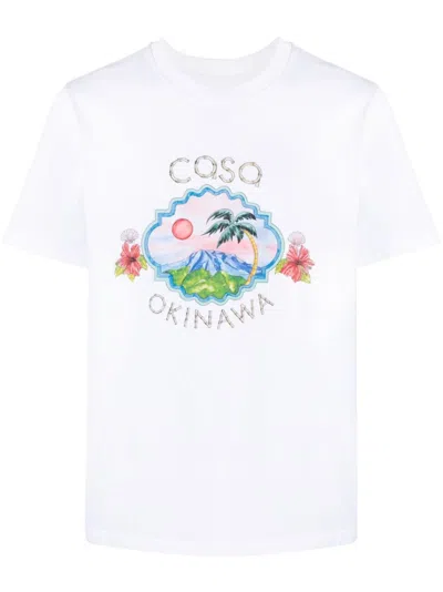 Pre-owned Casablanca Men's  Casa Okinawa T-shirt In White