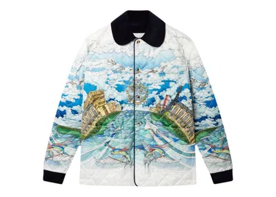 Pre-owned Casablanca Men's  Le Vol Ideal Quilted Hunting Jacketin Blue
