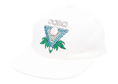 Pre-owned Casablanca Men's  Memphis Icon Strapback Capin White