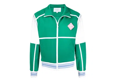 Pre-owned Casablanca Men's  Panelled Bomber Jacket In Green/white