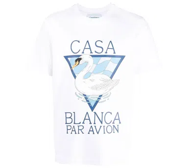 Pre-owned Casablanca Men's  Par Avion Screen Printed Tshirtin White