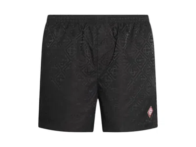 Pre-owned Casablanca Men's  Printed Swim Shorts In Black