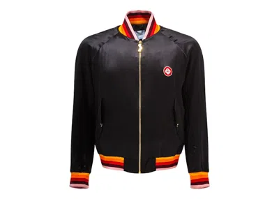 Pre-owned Casablanca Men's  Souvenir Masao San Silk Bomber Jacketin Black
