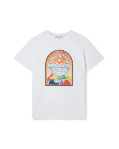 Pre-owned Casablanca Men's  Terrain D'orange T-shirt In White