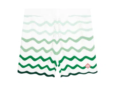 Pre-owned Casablanca Men's  Wavy Gradient Crochet Shorts In Green