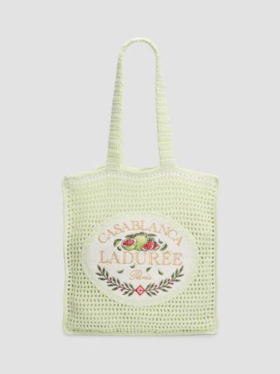 Casablanca Men's  X Ladurée Crocheted Tote In Neutral