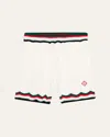 Casablanca Chevron Faux Crochet Shorts In White