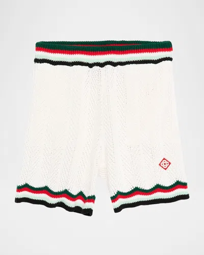 CASABLANCA MEN'S CHEVRON CROCHET PULL-ON SHORTS