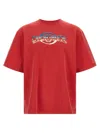 Casablanca Oversized Red Cotton T-shirt With Graphic Front Print In Red