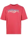 Casablanca Oversized Red Cotton T-shirt With Graphic Front Print In Red