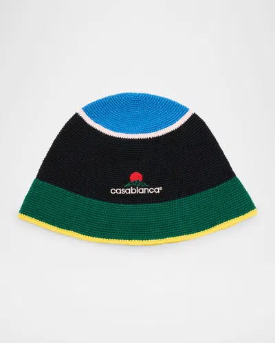 Casablanca Men's Color-block Embroidered Logo Beanie Hat In Multi