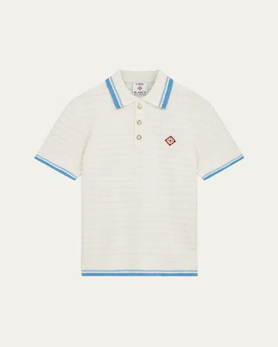 CASABLANCA MEN'S COTTON BOUCLE CHECK POLO SHIRT