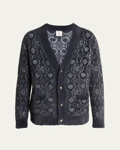 CASABLANCA MEN'S COTTON FLUFFY MONOGRAM CARDIGAN