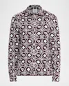 Casablanca Mens Aubergine Spread-collar Monogram Cotton-knit Shirt In Multi