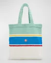 CASABLANCA MEN'S COTTON STRIPE CROCHET TOTE BAG