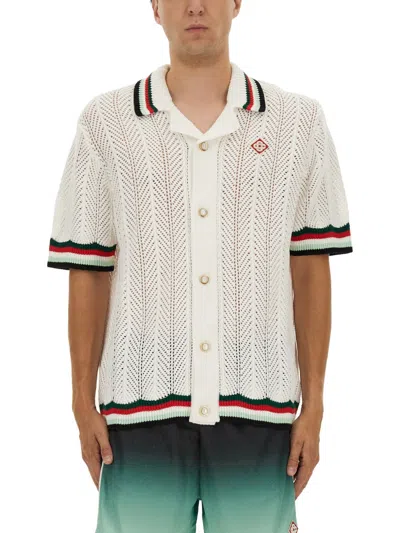 Casablanca Green Cotton Shirts In White