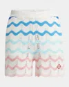 Casablanca Wave Multicolor Shorts With Logo Patch On The Front And All-over Striped Motif In Cotton Man In Multi