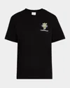 Casablanca Black Crewneck T-shirt With Logo Detail On The Front And Maxi Logo Print On The Rear In Diamond Column