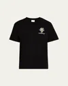 Casablanca Black Crewneck T-shirt With Logo Detail On The Front And Maxi Logo Print On The Rear