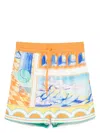 Casablanca Summer Mini Drawstring Shorts For Men In Surealpool