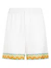 Casablanca Drawstring Silk Shorts In White