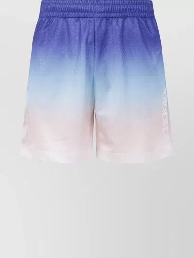 Casablanca Men's Elastic Waistband Soccer Shorts With Ombre Effect In Blue