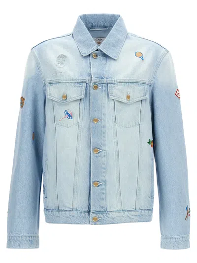 Casablanca Embroidered Motif Casual Jackets And Parka Light Blue