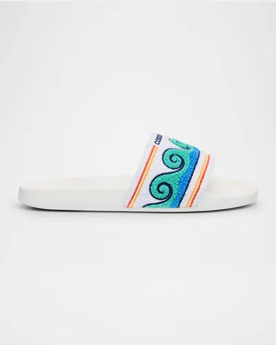 Casablanca Men's Embroidered Terry Slide Sandals