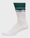 Casablanca Men's Evergreen Wave Logo Crew Socks In White / Evergre
