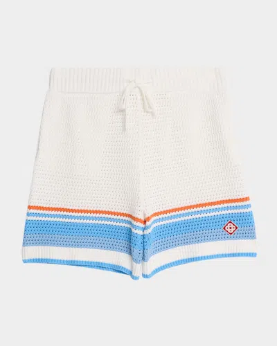 Casablanca Men's Faux Crochet Drawstring Shorts In Multi