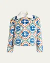 Casablanca Collared Faux Fur Jacket Olympic Diamond Monogram In Olympic Diamond
