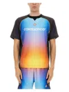 Casablanca Mesh Gradient Football T-shirt With Contrast Piping In Black