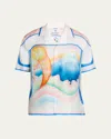 Casablanca Mens Fuji Dream Cuban Collar Printed Silk Shirt In White