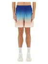 Casablanca Gradient Monogram Shorts With Elasticized Waistband In Blue