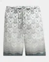 Casablanca Silk Bermuda Shorts Geometric Pattern In Grey Gradient H