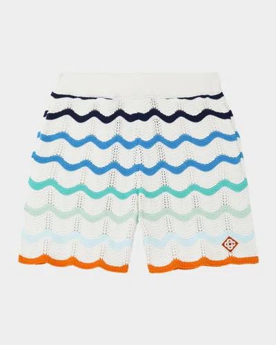 CASABLANCA MEN'S GRADIENT WAVE CROCHET SHORTS