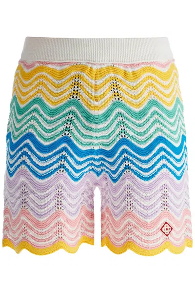 Casablanca Mens Multi Gradient-pattern High-rise Cotton-knit Shorts