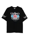 Casablanca Blades Printed Organic Cotton-jersey T-shirt In Black
