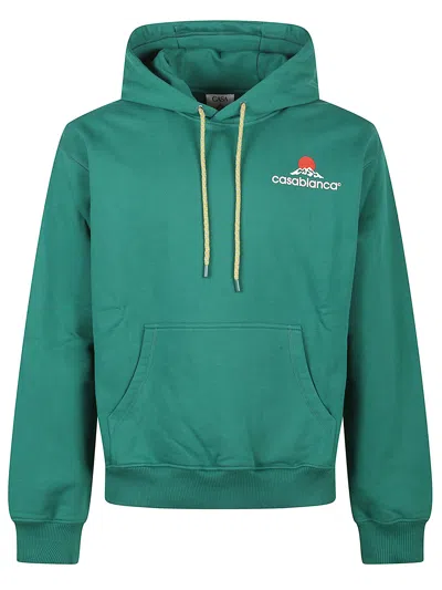 Casablanca Drawstring Hoodie In Green