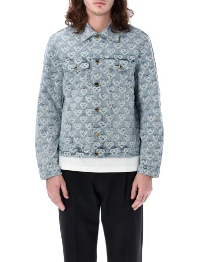 Casablanca Monogram-print Denim Jacket In Washed Indigo