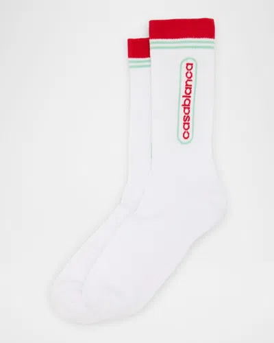 Casablanca Men's Logo-printed Sport Crew Socks In Red