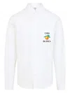 Casablanca White Shirt With Button-down Collar And Logo Embroidery On The Front In White