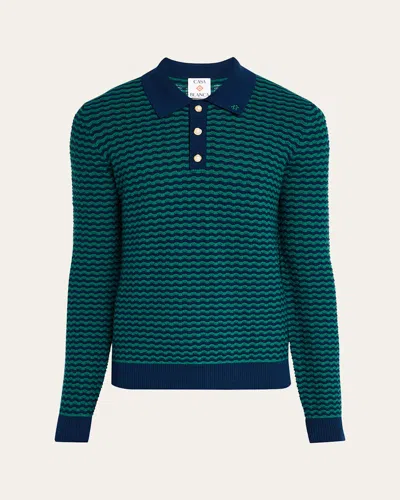 Casablanca Men's Mini Wave Knit Polo Shirt