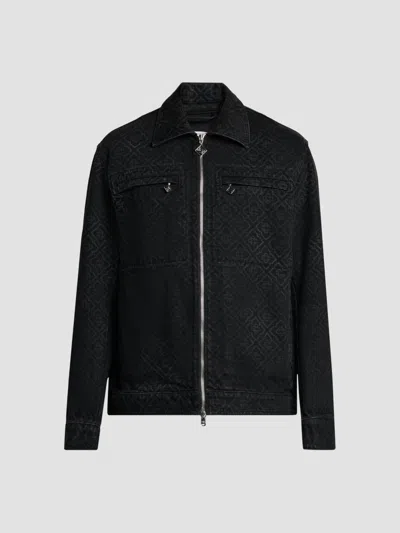 Casablanca Men's Monogram Full-zip Denim Jacket In Black