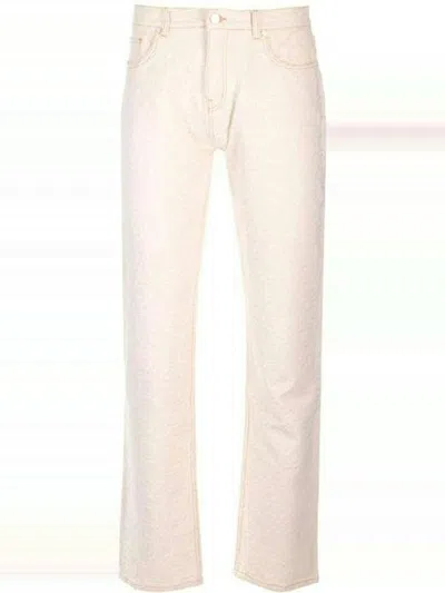 Casablanca Monogram-jacquard Straight-leg Jeans In Offwhite